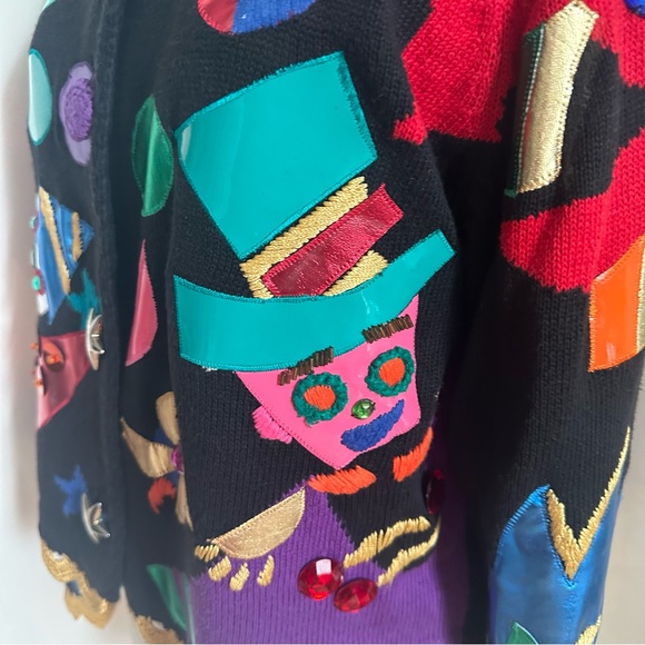 Rare Michael Simon Circus Collectible Sweater Cardigan Christmas sz L - Picture 8 of 17